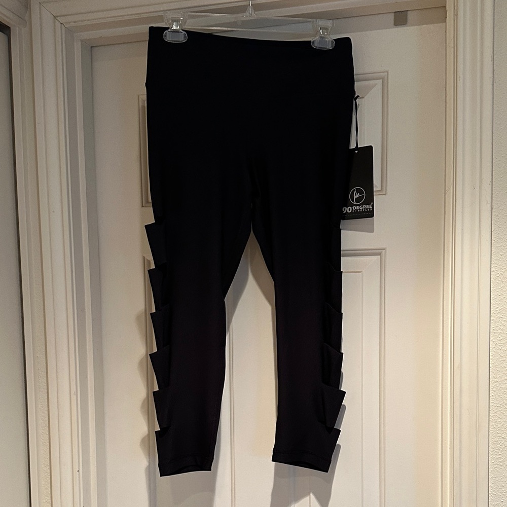 90 Degree By Reflex Black Leggings with Side Details